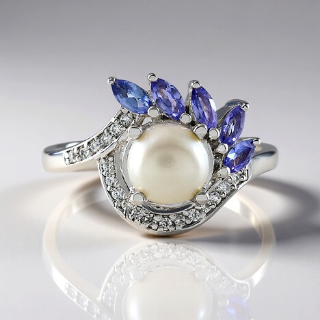 Anello in argento con Perla d'Acqua Dolce Bianca