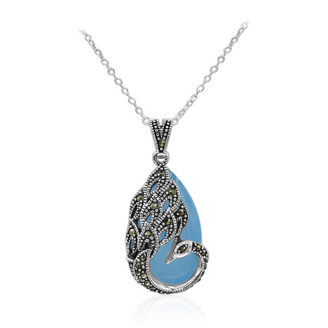 Aqua-Chalzedon-Silberhalskette