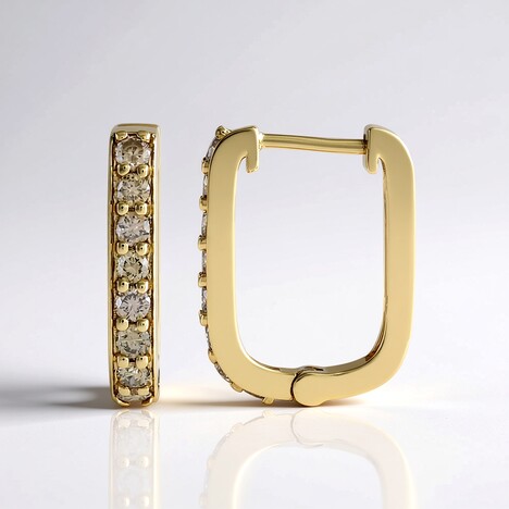 Boucles d'oreilles en or et Diamant champagne SI1