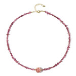 Zilveren halsketting met een rhodochrosiet (Riya)
