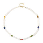 Zilveren halsketting met saffieren