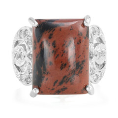 Bague en argent et Obsidienne acajou