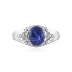 Bague en argent et Saphir étoilé bleu