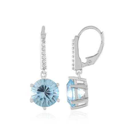 Himmelblauer Topas-Silberohrringe