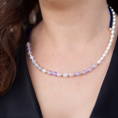 Collana rigida in acciaio con Lapislazzuli (Riya)