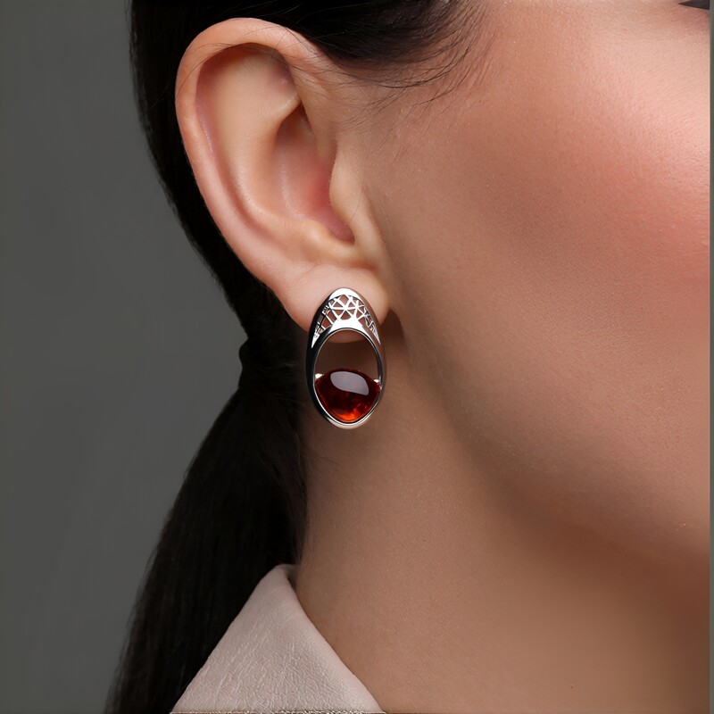 Cognac Baltic Amber Silver Earrings (dagen)