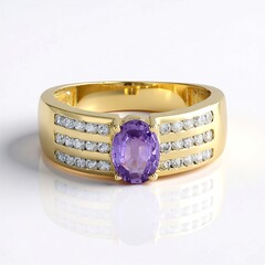 Anello in oro con Zaffiro Ceylon Porpora (non riscaldato)