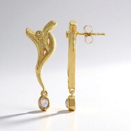 Boucles d'oreilles en argent et Pierre de Lune arc-en-ciel AAA (MONOSONO COLLECTION)