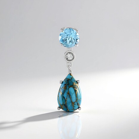 Ciondolo in argento con Turchese Ramato Blu Mohave (Faszination Türkis)