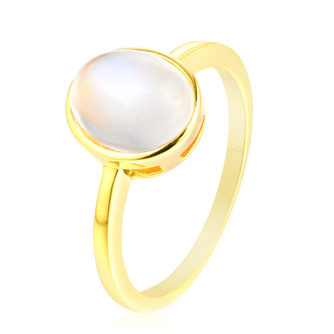 Anillo en plata con Piedra de luna arco iris de Tanzania