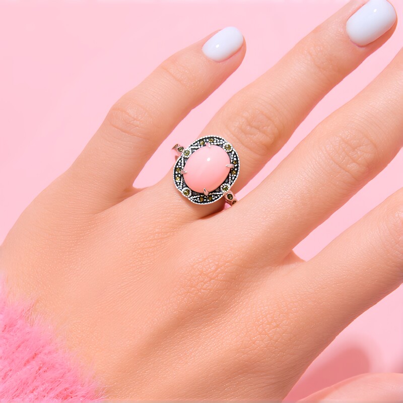 Pinkfarbener Opal-Silberring (Annette classic)