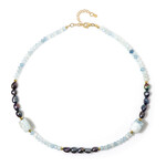 Zilveren halsketting met Braziliaanse Aquamarijnen (Riya)