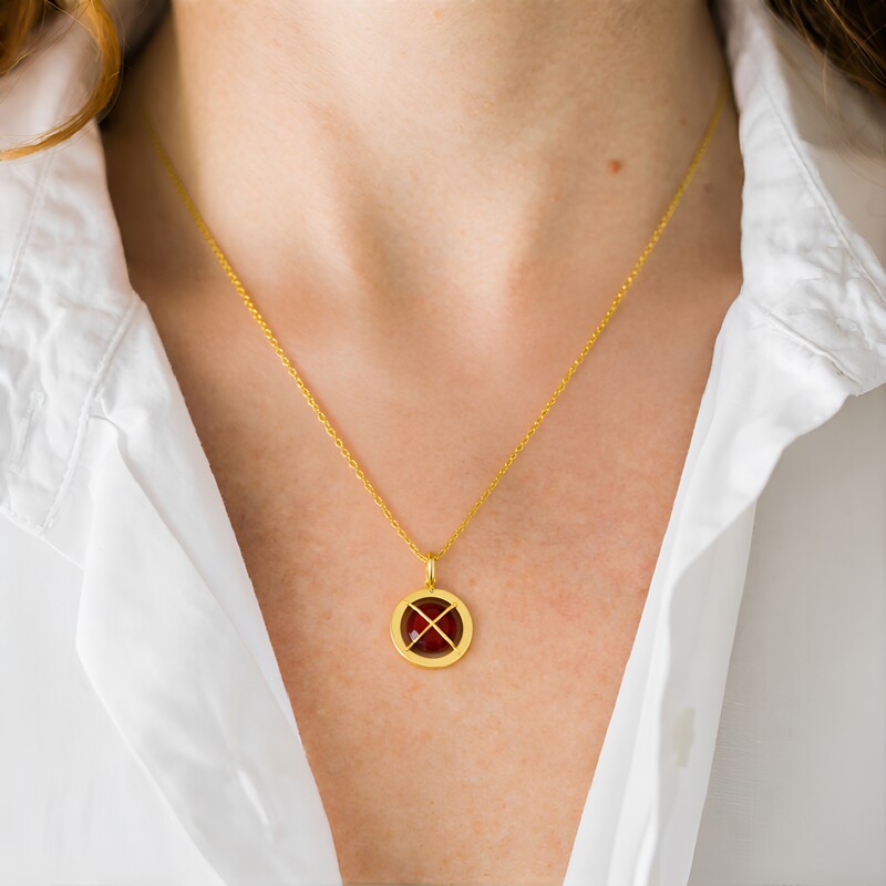 Collier en argent et Ambre cerise de la Baltique  (dagen)