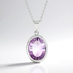 Collier en argent et Améthyste Rose de France