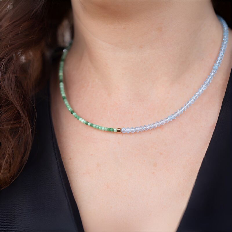 Collar al cuello en acero con Esmeralda de Brasil (Riya)