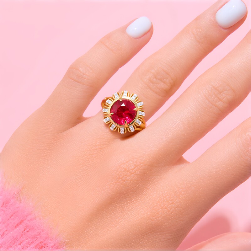 Gouden ring met een kattenoog-rubelilet