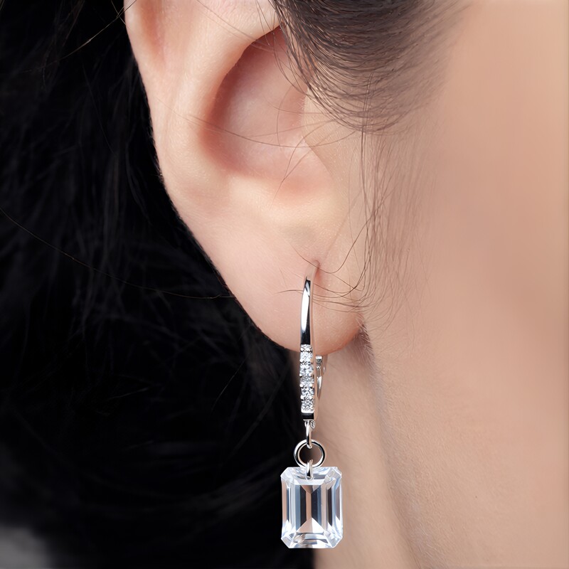 Weißer Topas-Silberohrringe