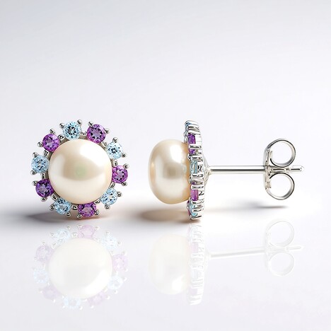 Orecchini in argento con Perla d'Acqua Dolce Bianca (Michelle Albala)