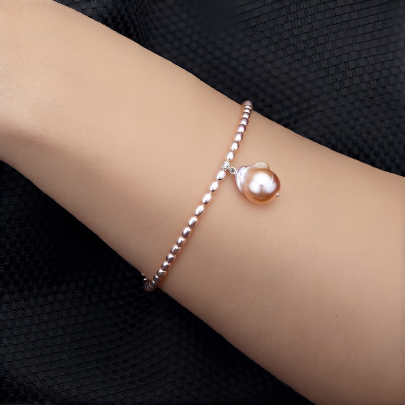 Bracelet en argent et Perle de culture d'eau douce (TPC)