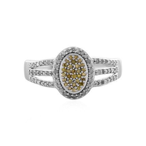 I4 Yellow Diamond Silver Ring