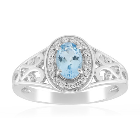 Zilveren ring met een Santa Maria-aquamarijn