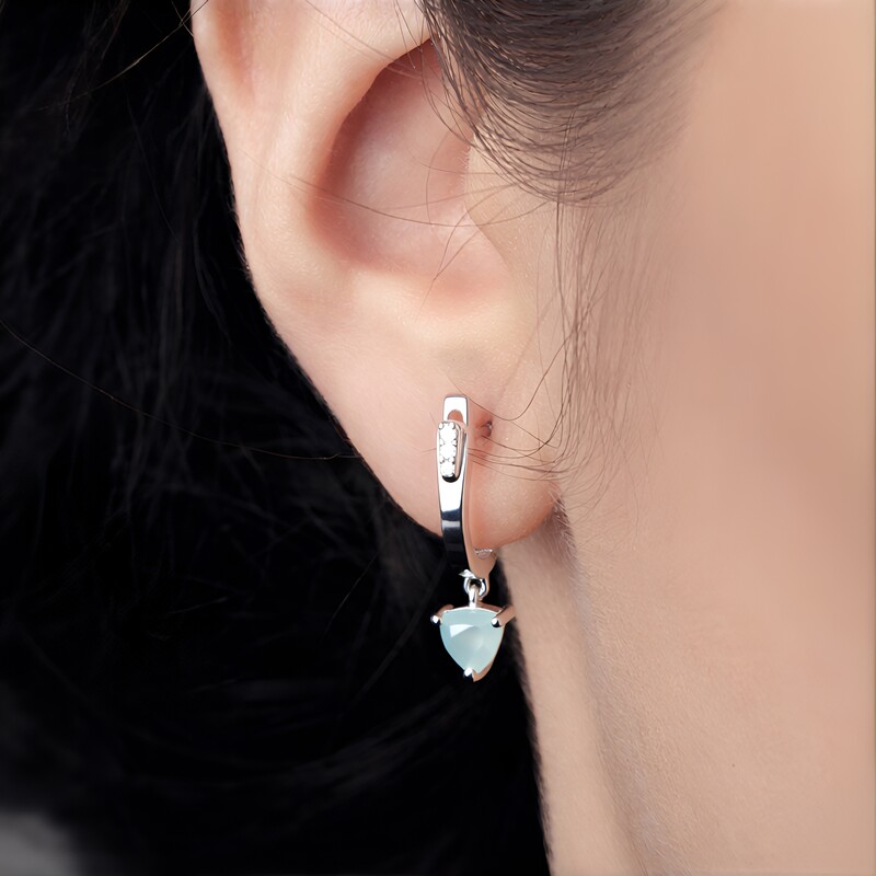 Boucles d'oreilles en argent et Calcédoine d'eau