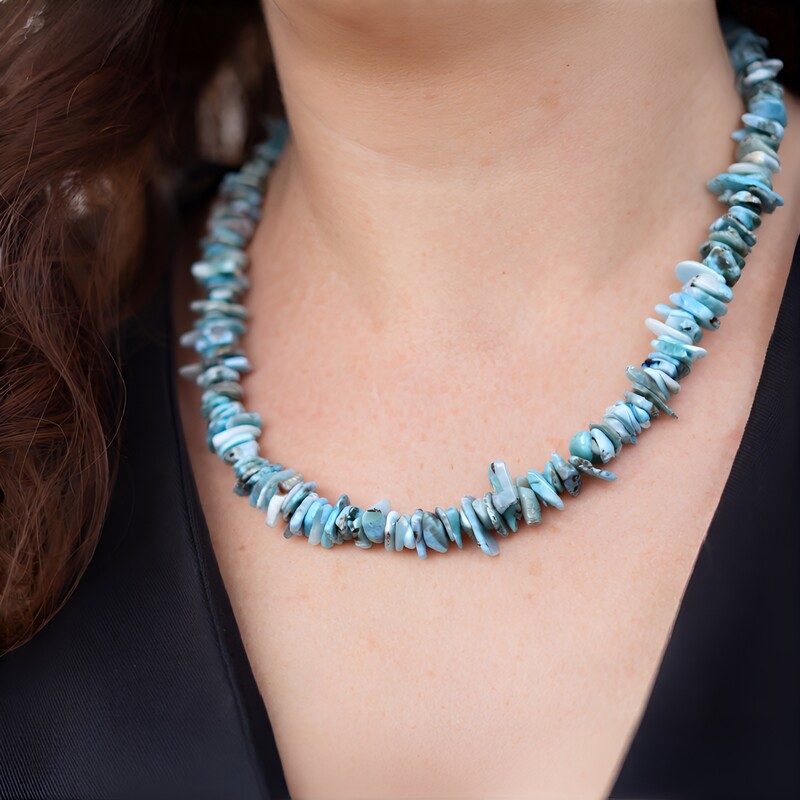 Larimar-Silberhalskette