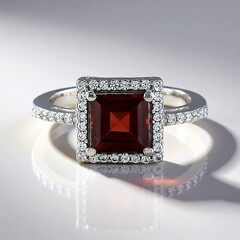 Anello in argento con Granato Mozambico