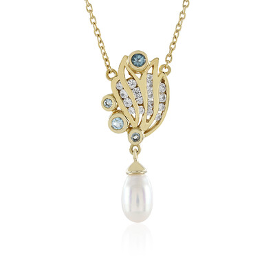 Weiße Süßwasserzuchtperlen-Silbercollier