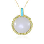 Zilveren halsketting met een witte maansteen (KM by Juwelo)