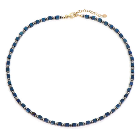 Blauer Hämatit-Silberhalskette