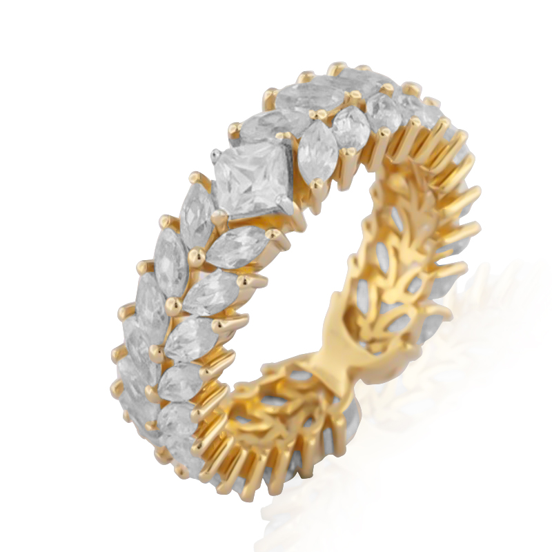 Anello De Melo in argento placcato oro con zircone, design moderno