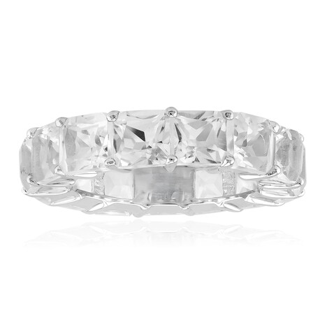 Zilveren ring met witte topaasstenen