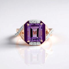 Anello in argento con Ametista Rose de France (Adela Silber)