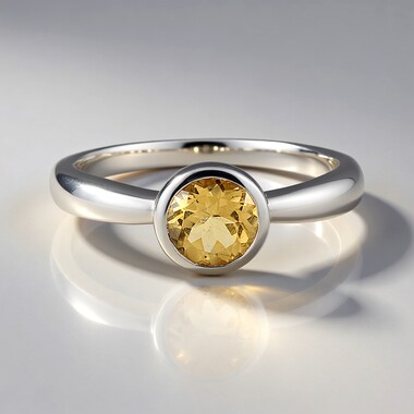 Anillo en plata con Berilo amarillo