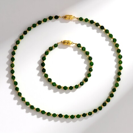 Parure en argent et Diopside de Russie (Riya)