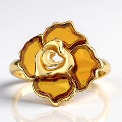 Anello in argento con Ambra Baltica Cognac