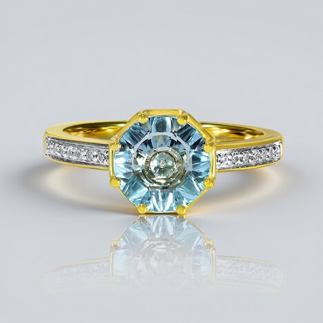 Anello in oro con Topazio Blu Svizzero (Glenn Lehrer)