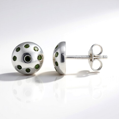 Orecchini in argento con Diamante Verde Smeraldo
