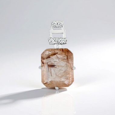 Pendentif en argent et Quartz rutile cuivré