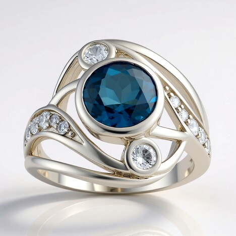 Anello in argento con Topazio Blu Londra (de Melo Essence)