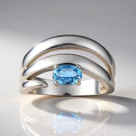 Anello in argento con Acquamarina del Mozambico (Pallanova)