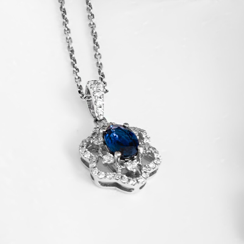 Collier en or et Saphir bleu de Ceylan (CIRARI)