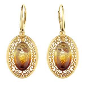 Boucles d'oreilles en argent et Ambre de la Baltique Lever du soleil (dagen)