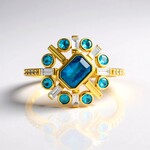 Anello in argento con Apatite Blu Neon