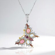 Naszyjnik ze srebra rodowanego - Opal różowy (Dallas Prince Designs)
