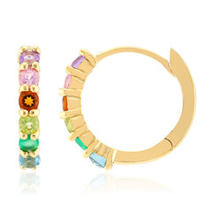 Michooyel Orecchini A Occhio Con Zaffiro E Zirconi In Argento Sterling S925