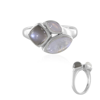 Bague en argent et Pierre de lune bleue (KM by Juwelo)