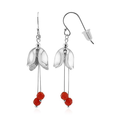 Roter Achat-Silberohrringe