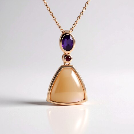 Collana in argento con Pietra di Luna Pesca (KM by Juwelo)